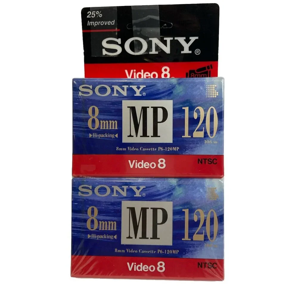 Sony P6-120MP Metal Tapes 8mm Video 8 NTSC Vintage New Sealed‎ Set Of 2 USA